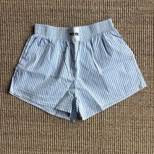 White Fox Striped Wasting My Time Blue and White Boxers Size XS